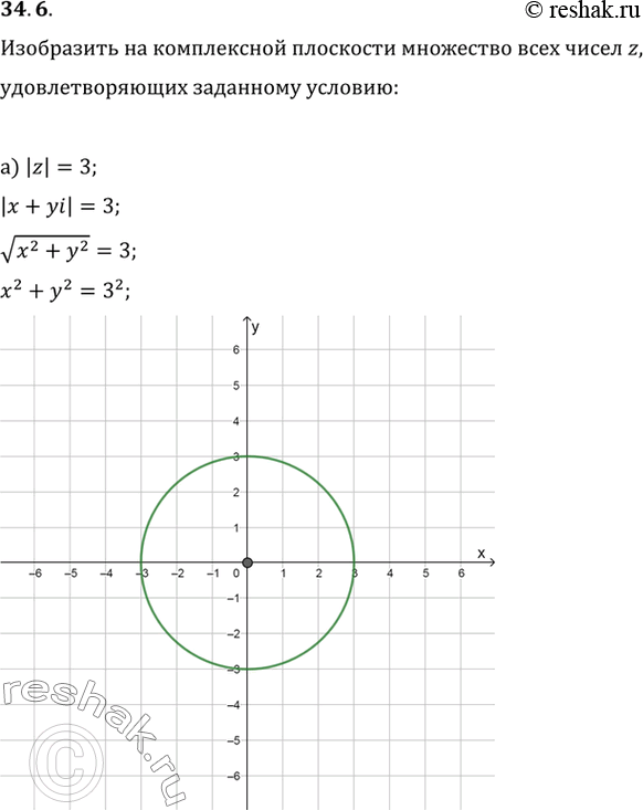         z,   :a) |z| = 3;	) |z - 1| = 3;	) |z + 2| = 3;) |z + 3i| =...