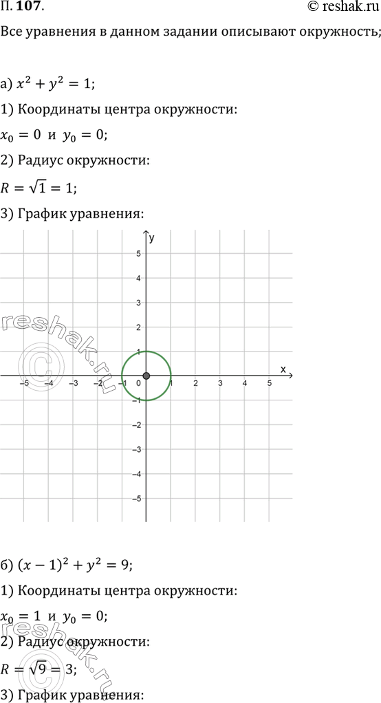    :107. ) ^2 + ^2 = 1;	) ^2 + ( + 2)^2 = 25;) ( - 1)^2 + ^2 = 9;	) (x + )^2 + ( - 2)^2 =...