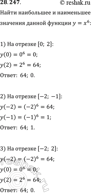  28.247.	      y=x^6  : 1) [0; 2];   2) [-2; -1];   3) [-2;...