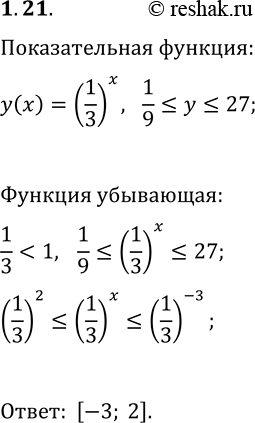  1.21.       y=(1/3)^x  27,   ...