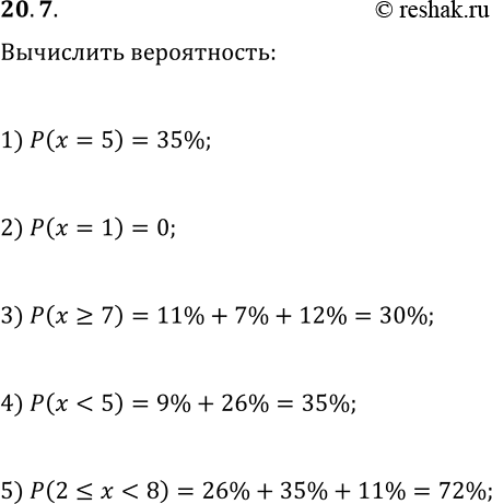  20.7.       a. :1) P(x=5);   3) P(x?7);   5)...