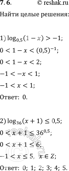  7.6.    :1) log_0,5 (1-x)>-1;   2) log_36...