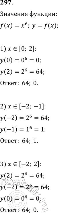  297.       y=x^6  : 1) [0; 2];   2) [-2; -1];   3) [-2;...