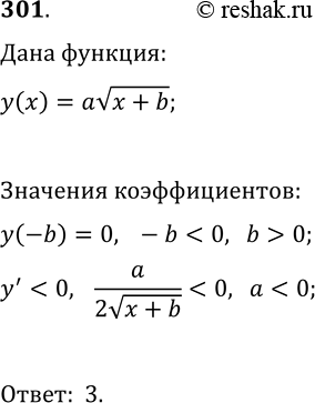  301.   10    y=av(x+b).   :1) a>0, b>0;   3) a0;2) a>0,...