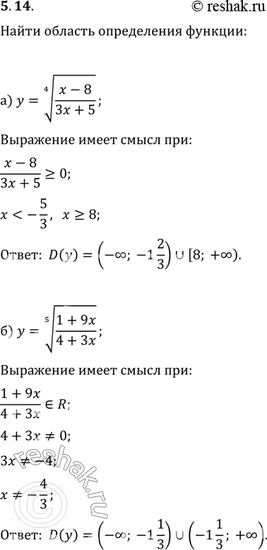  5.14) y=  4   (x-8)/(3x+5);)y=  5  (1+9x)/(4+3x);) y=  3  (12-5x)/(7-2x);) y=  6  ...