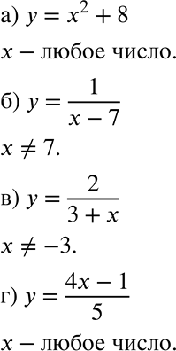     ,  : )=2+8, 6)  = 1/(x-7);) y= 2/(3+x);) y= (4x-1)/ 5....