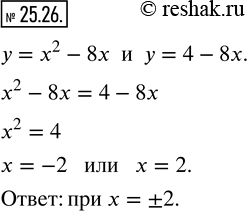  25.26.    y=x^2 -8x  y=4-8x.        ...