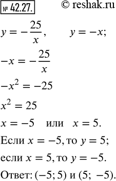  42.27.       y=-25/x,      -...