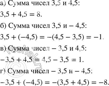      ,      :1.1. ) 3,5 + 4,5; ) 3,5 + (-4,5);) -3,5 + 4,5;) -3,5 +...