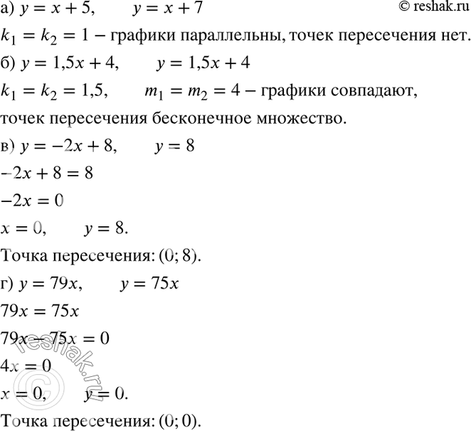  ) = x + 5   = x +7;)  = 1,5x + 4   = 1,5x + 4;)  = -2x + 8   = 8;)  = 79x   =...