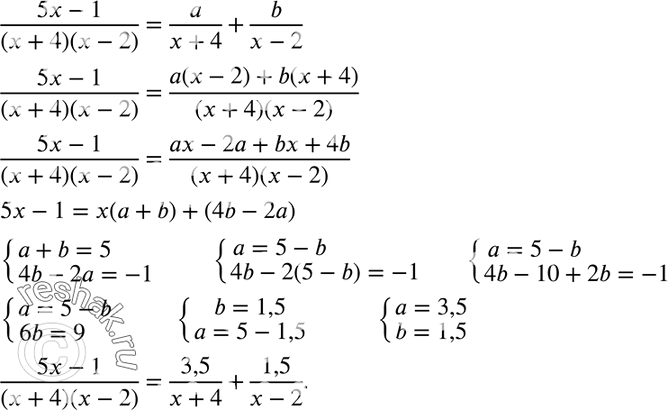  198.   (5x-1)/(x+4)(x-2)  	      + 4   -...