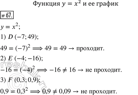  67.       = ^2, ,      :1) D (-7; 49);	2) E (-4; -16);	3) F (0,3;...