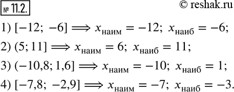  11.2.      ,  :1) [-12; -6];  2) (5;11];  3) (-10,8;1,6];  4) [-7,8; -2,9].         ...