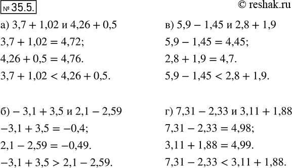  31.5. ) 3,7 + 1,02 * 4,26 + 0,5;) -3,1 + 3,5 * 2,1 - 2,59;) 5,9 - 1,45 * 2,8 + 1,9;) 7,31 - 2,33 * 3,11 +...