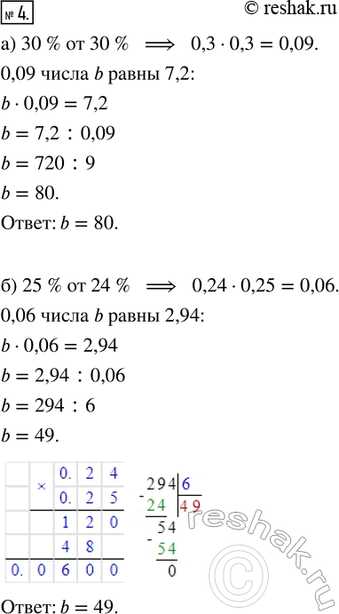  4.   b,  , :) 30 %  30 %  b  7,2;) 25 %  24 %  b  2,94;) 38 %  80 %  b  136,8;) 35 %  70 %...