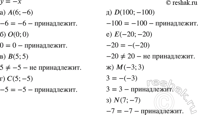  82.      = - :)  (6;-6);	) O(0; 0);	)  (5; 5);) (5; -5);	) D(100;-100);	) E(-20;20);) (-3; 3);	) N(7;...