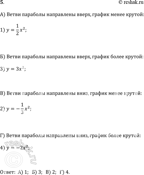  5.         (  ).       .1) y = 1/2 x^2;   3)...