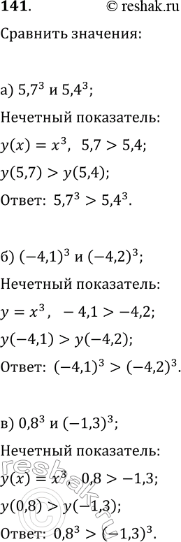  141. :) 5,7^3  5,4^3;) (-4,1)3  (-4,2)3) 0,8^3  (-1,3)3;) 1,6^6  1,8^6;) (-5,3)6  (-4,2)6;) 2,1^6 ...