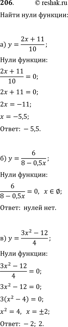  206.    (  ):) y=(2x+11)/10;) y=6/(8-0,5x);)...