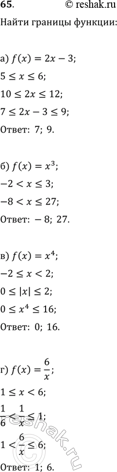  65. ,   f(x)  ,       , :) f(x)=2x-3,  x?[5; 6];   ) f(x)=x^4,  x?[-2; 2);)...