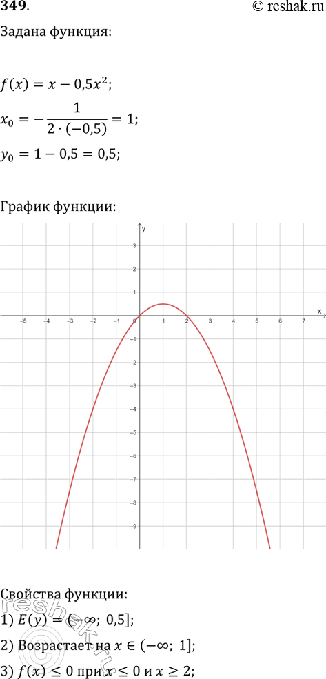  349.    f() =  - 0,5^2.  , :1)   ;2)   ;3)    ...