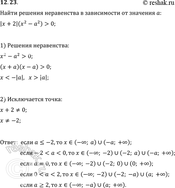  12.23.    |x+2|(x^2-a^2)>0     ...