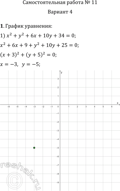     11      1.   :1) x^2+y^2+6x+10y+34=0;   2) x^2-16y^2=0;3) |y+2|=vx;   4)...