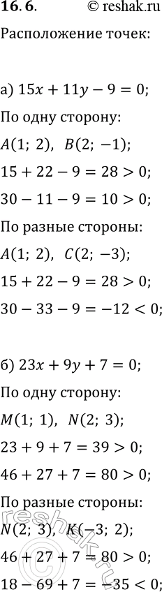  16.6. a) He  , ,   (1; 2)  (2; 1)       15x+11y-9=0,   A(1; 2)  (2; 3)    .)...