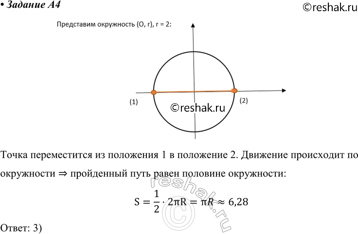  A4       2 ,        , ,  , 1) 2 	2) 4 	3) 6,28 	4)...