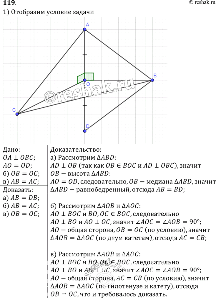  119  OA    OBC,   O    AD. , : ) AB = DB; ) AB = AC,  OB - ; ) OB = ,  AB =...