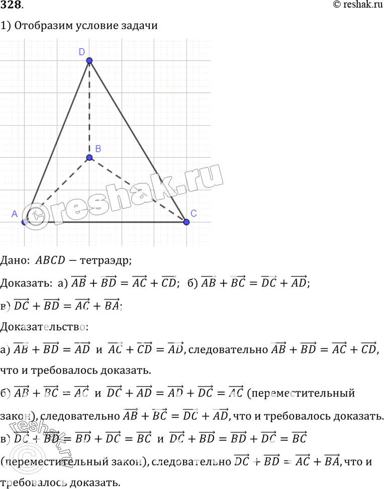  328   ABCD. , : ) AB + BD = AC + CD;) AB + BC = DC + AD; ) DC + BD = AC+...