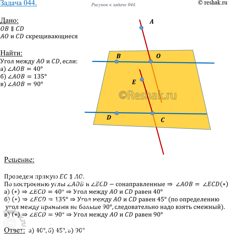  44  OB  CD ,  OA  CD   .     OA  CD, : ) ZAOB = 40; ) ZAOB = 135; ) ZAOB =...