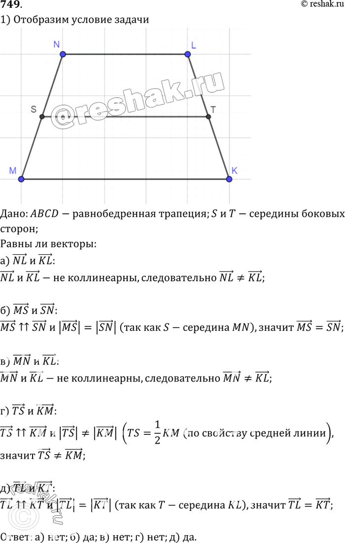   S       MN  LK   MNLK.   : a) NL  KL; ) MS  SN; ) MN  KL; ) TS  ; ) TL ...