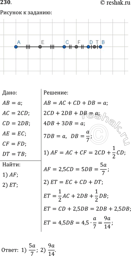  230.    D   ,    ,    AC, CD  DB ,   = 2CD, CD = 2DB.   :1)    ...