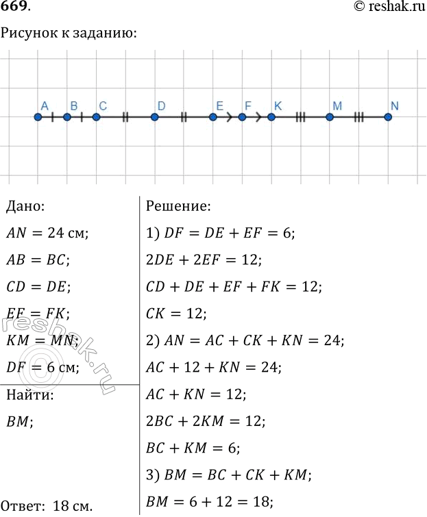  669.   345 AN = 24 ,  = , CD = DE, EF = FK, KM = MN, DF  6 .   ...