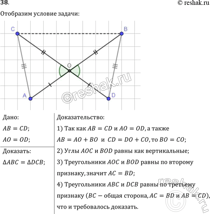  38.          ,   = OD.    ABC  .:1)   AB=CD  AO=OD, ...