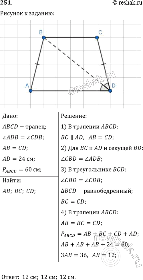  251.   ABCD ,   = CD, AD = 24 ,  ADB =  CDB,    60 .   ...