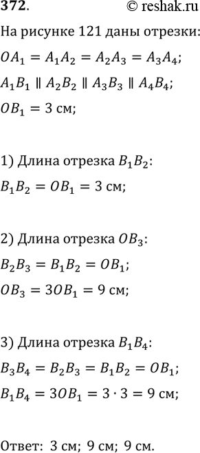  372.   121 OA1 = A1A2 = A2A3 = A3A4,  A1B1  A2B2  A3B3  A4B4, OB1 = 3 .   B1B2, OB3,...