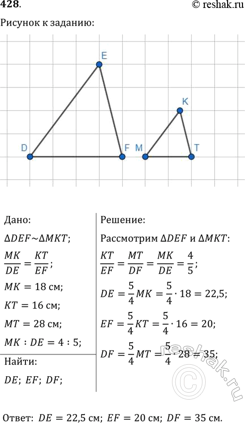  428.    DE,   EF        DEF,  = 18 ,  = 16 ,  = 28 ,  : DE = 4 : 5.  ...