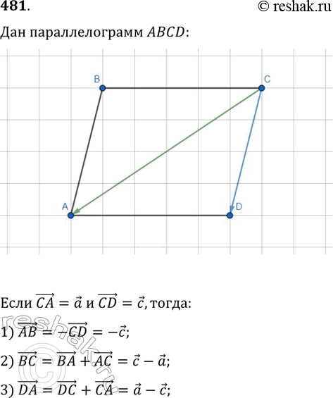  481.   ABCD.   AB, , DA   CA=a,...