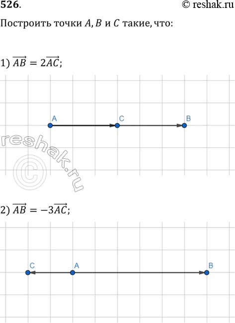  526.    A,    , :1) AB=2AC;   2) AB=-3AC;   3) BC=(1/2)AB;   4)...