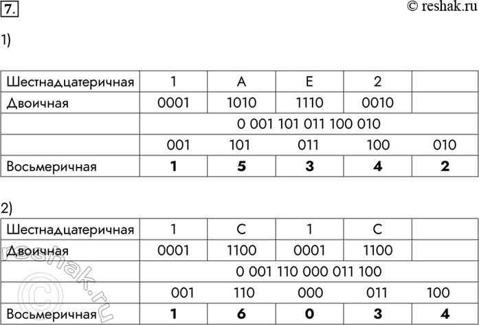  7.        :1) 12; 2) 11.1)		1 5 3 4...