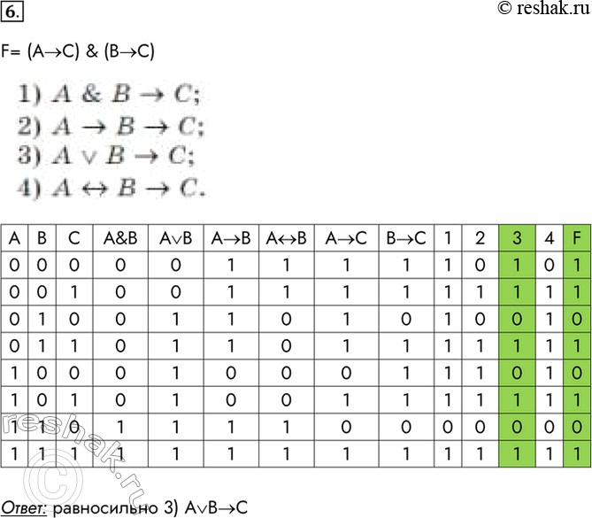  6.        ( -> ) & ( > )?1)  &  -> ;2)  ->  -> ;3)  v  -> ;4)    -> .F= (A -> C) &...