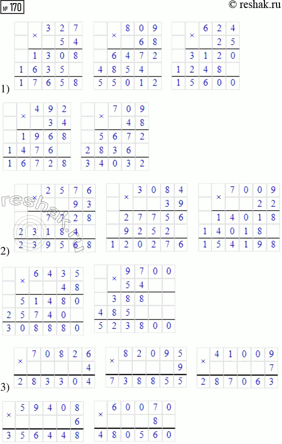  170.   .1) 327  54     2) 2576  93     3) 70 826  4   809  68        3084  39        82 095  9   624  25        7009  22       ...