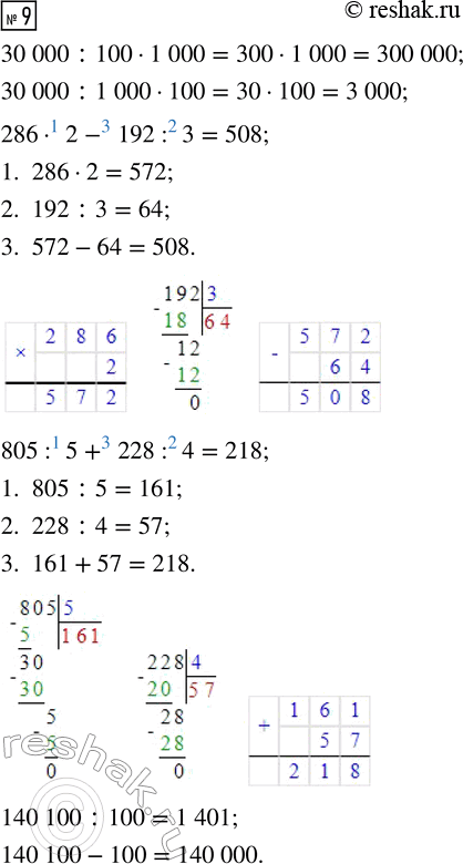  9.30 000 : 100  1 000     286  2 - 192 : 3     140 100 : 10030 000 : 1 000  100     805 : 5 + 228 : 4     140 100 - 100   ...