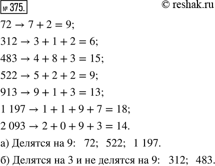  375.  : 72, 312, 483, 522, 913, 1197, 2093.    , :)   9;   )   3    ...