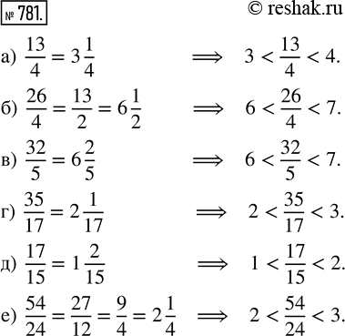  781.       :) 13/4,   ) 26/4;   ) 32/5;   ) 35/17;   ) 17/15;   )...