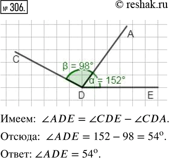  306.   CDE,  152^.  DA       ,  ?CDA = 98^.   ...