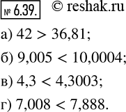  6.39.    :) 42  36,81;         ) 4,3  4,3003;) 9,005  10,0004;    ) 7,008 ...