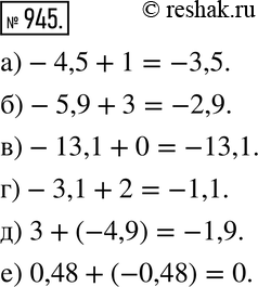  945.   ,    :) -4,5 + ... = -3,5;) ... + 3 = -2,9;) -13,1 + ... = -13,1;) -3,1 + ... = -1,1;) ... + (-4,9)...